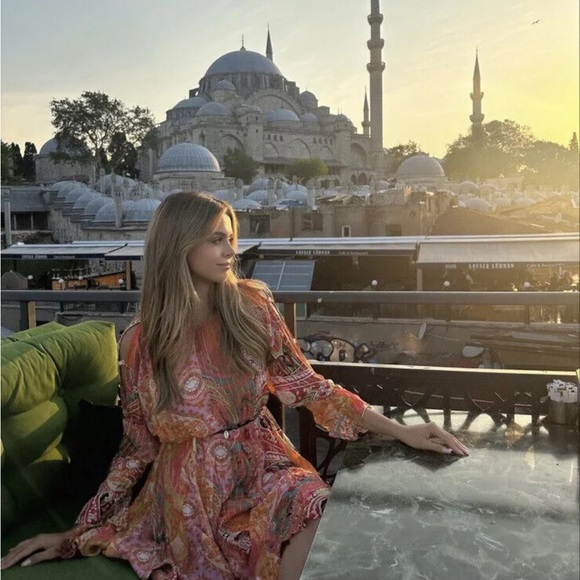 Zara boho printed viral blogger summer long sleeve mini dress - Picture 8 of 14